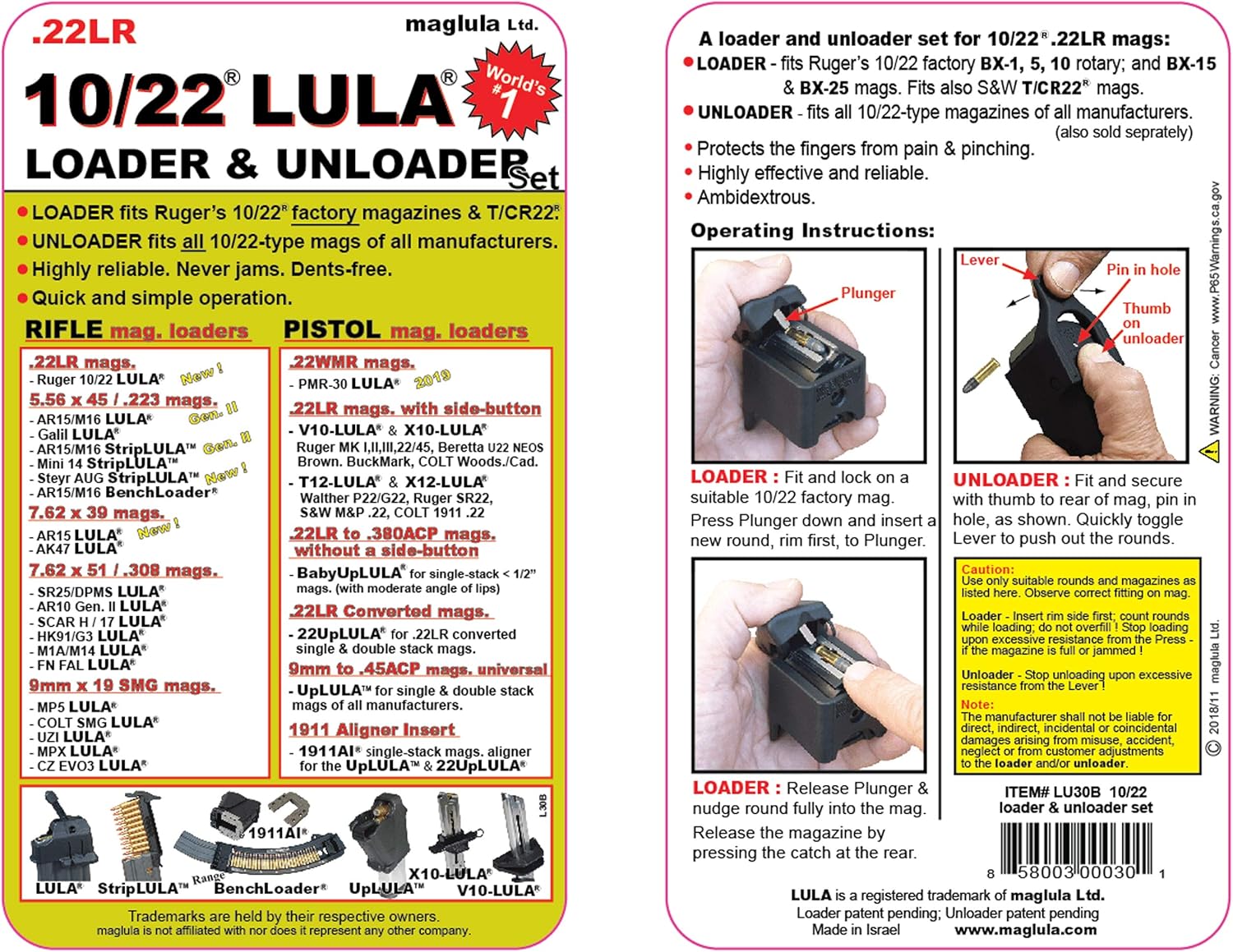 Maglula LULA Magazine Loader and Unloader Compatible with Ruger 10/22, 22 LR