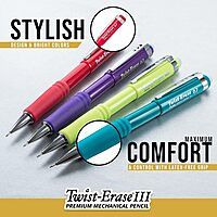 Pentel Twist-Erase III Mechanical Pencils, 0.9mm, #2 Lead, Assorted Barrel Colors, Pack Of 2