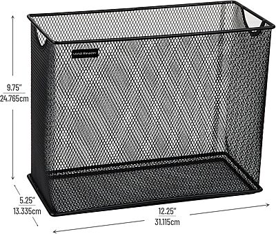 Mind Reader Vertical File Storage, Desktop Organizer, Hanging Files, Office, Metal Mesh, 12.25"L x 5.5"W x 10"H, Black Black 12.25 x 5.5 x 10