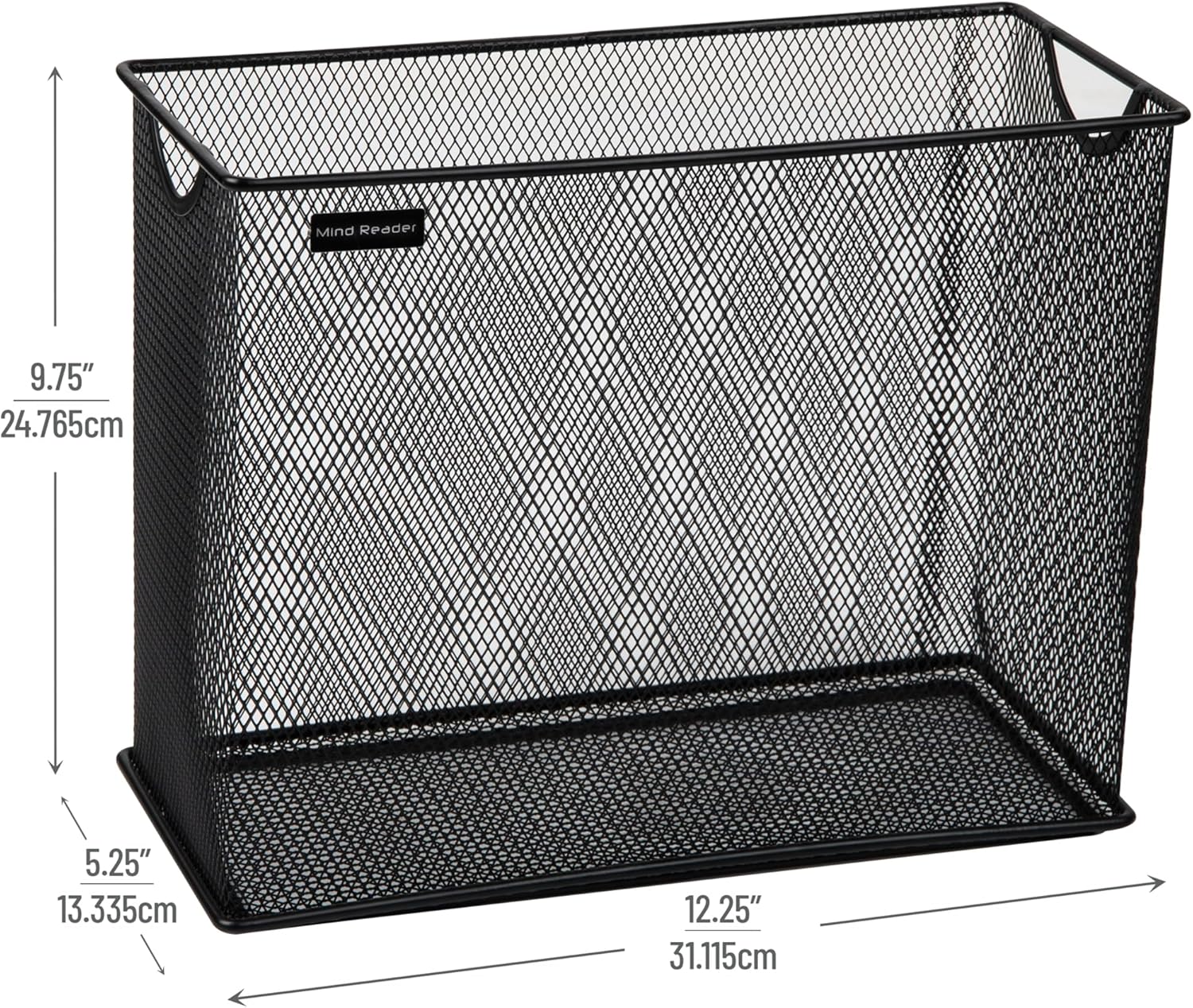 Mind Reader Vertical File Storage, Desktop Organizer, Hanging Files, Office, Metal Mesh, 12.25"L x 5.5"W x 10"H