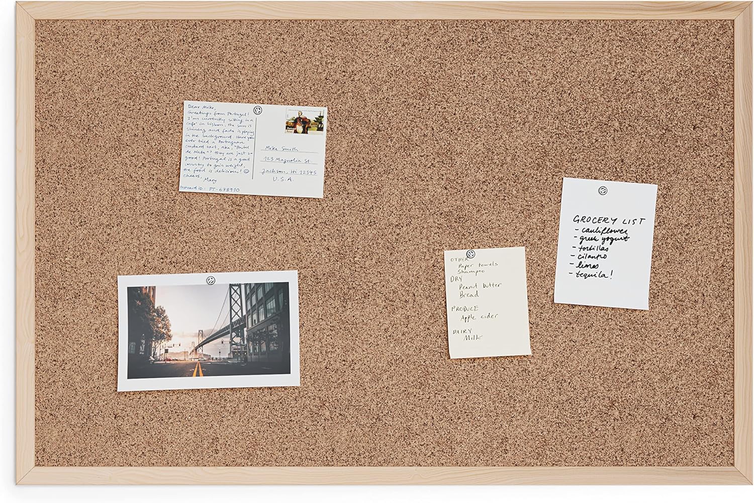 U BRANDS Cork Bulletin Board, Birch Wood Frame