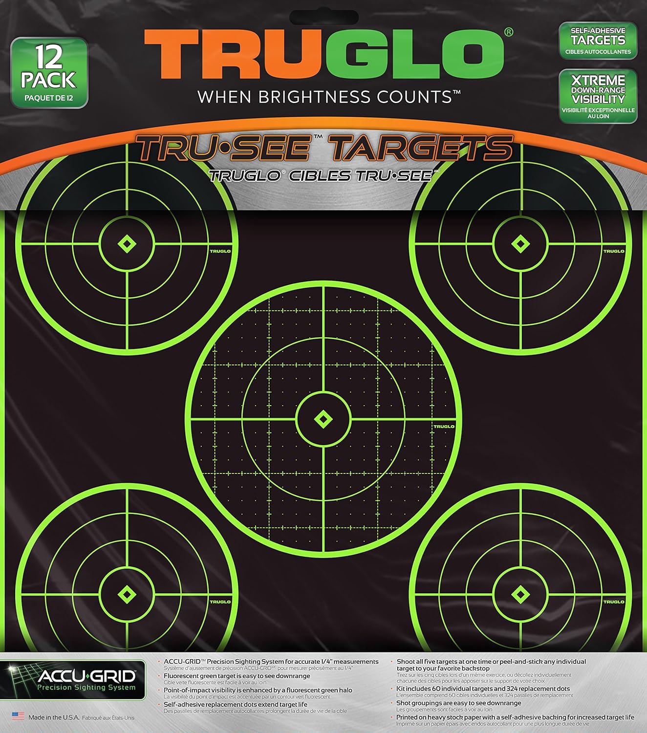 TRUGLO Tru-See 5-Bull Fluorescent Self-Adhesive Splatter Targets