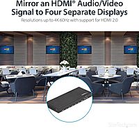 StarTech.com HDMI Splitter - 4-Port - 4K 60Hz - HDMI Splitter 1 In 4 Out - 4 Way HDMI Splitter - HDMI Port Splitter (ST124HD202), Black 4K60 HDR