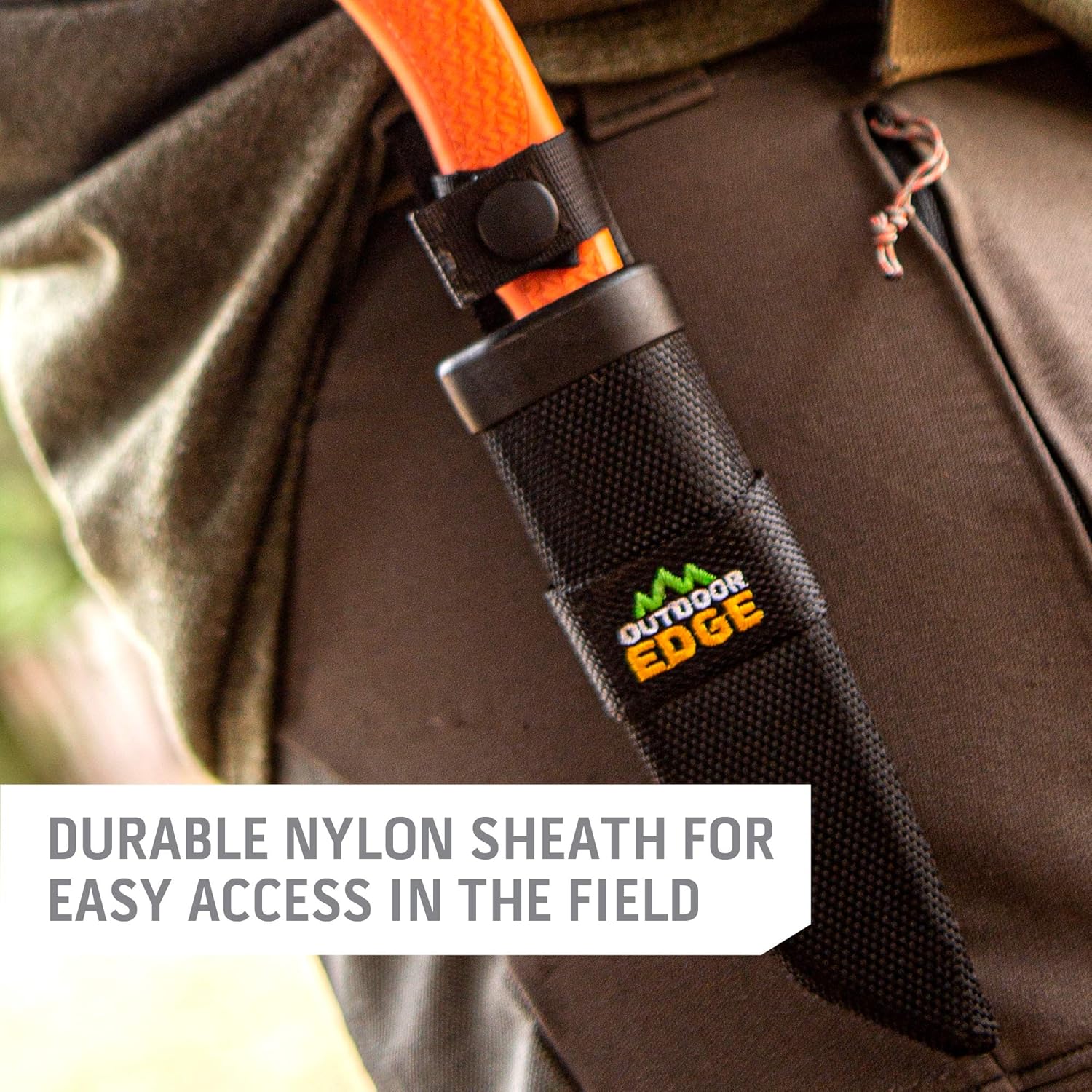 Outdoor Edge Swingblaze Double Blade Hunting Knife with Rotating Skinning & Gutting Blades, Nylon Sheath, (Blaze Orange