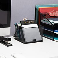 Mind Reader Utensil Holder, Silverware and Napkin Caddy, Outdoor Utensil Organizer, Metal Mesh, 7"L x 7"W x 5"H, Set of 2