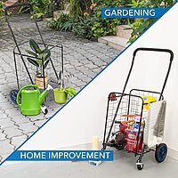 Mount-It! Foldable Shopping Cart with 360° Swivel Wheels, Portable Grocery Cart on Wheels with Extended Foam Handle