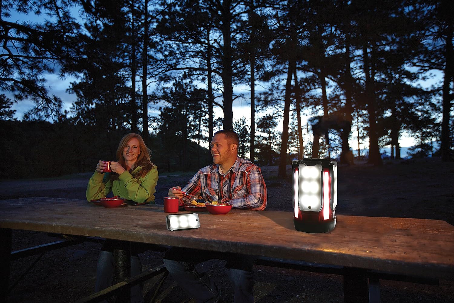 Coleman Quad Panel 800L LED Lantern, Water-Resistant Lantern with 4 Removable Magnetic Light Panels & USB Charging Port