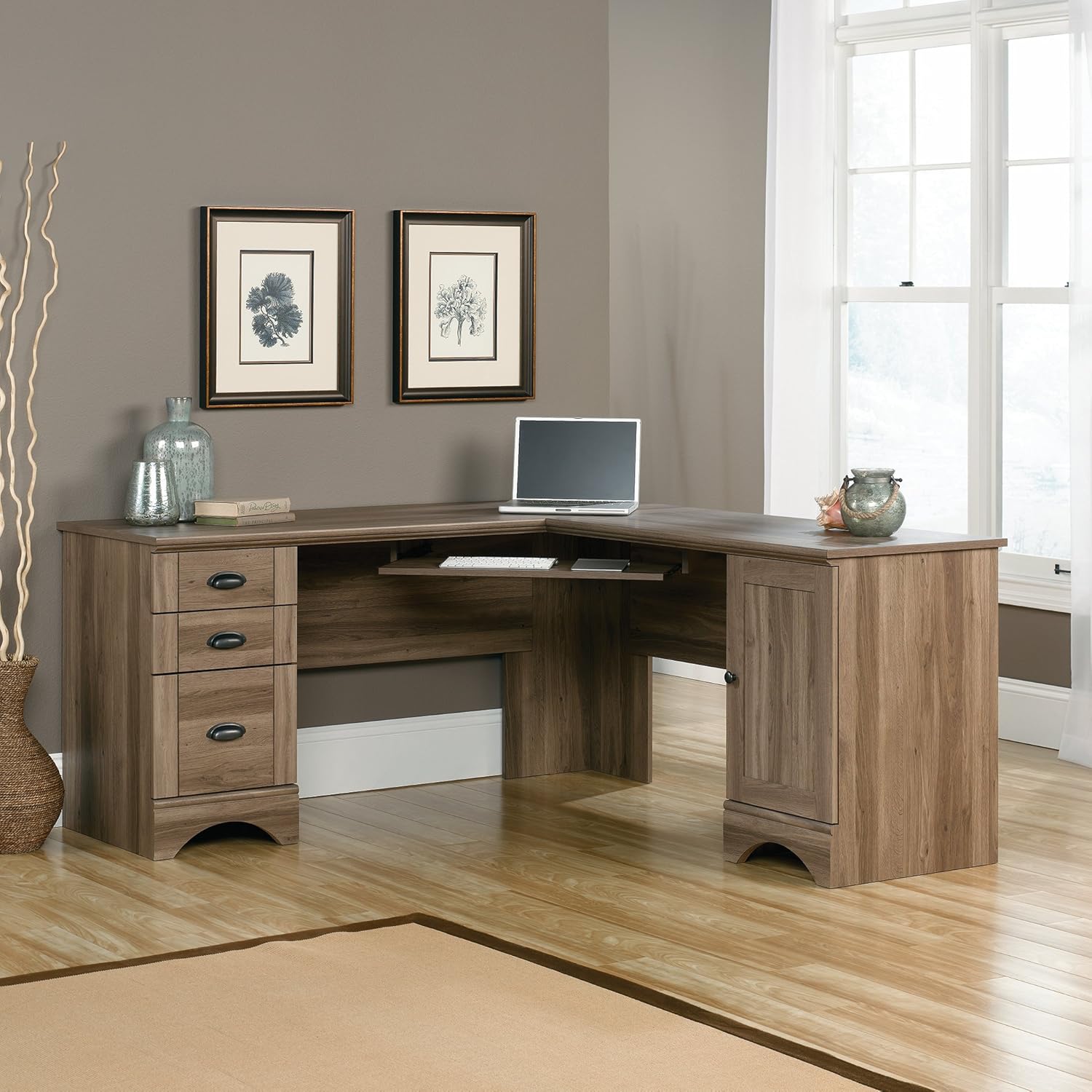 Sauder Harbor View L-Shaped Corner Computer Desk