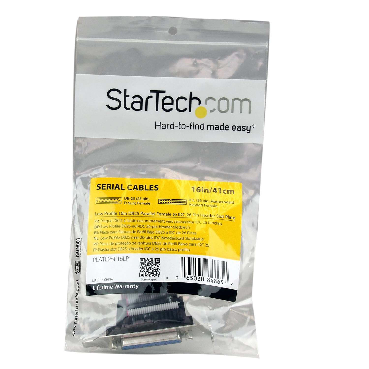 StarTech.com Low Profile 16in Parallel Port Header Cable Adapter w/ Bracket