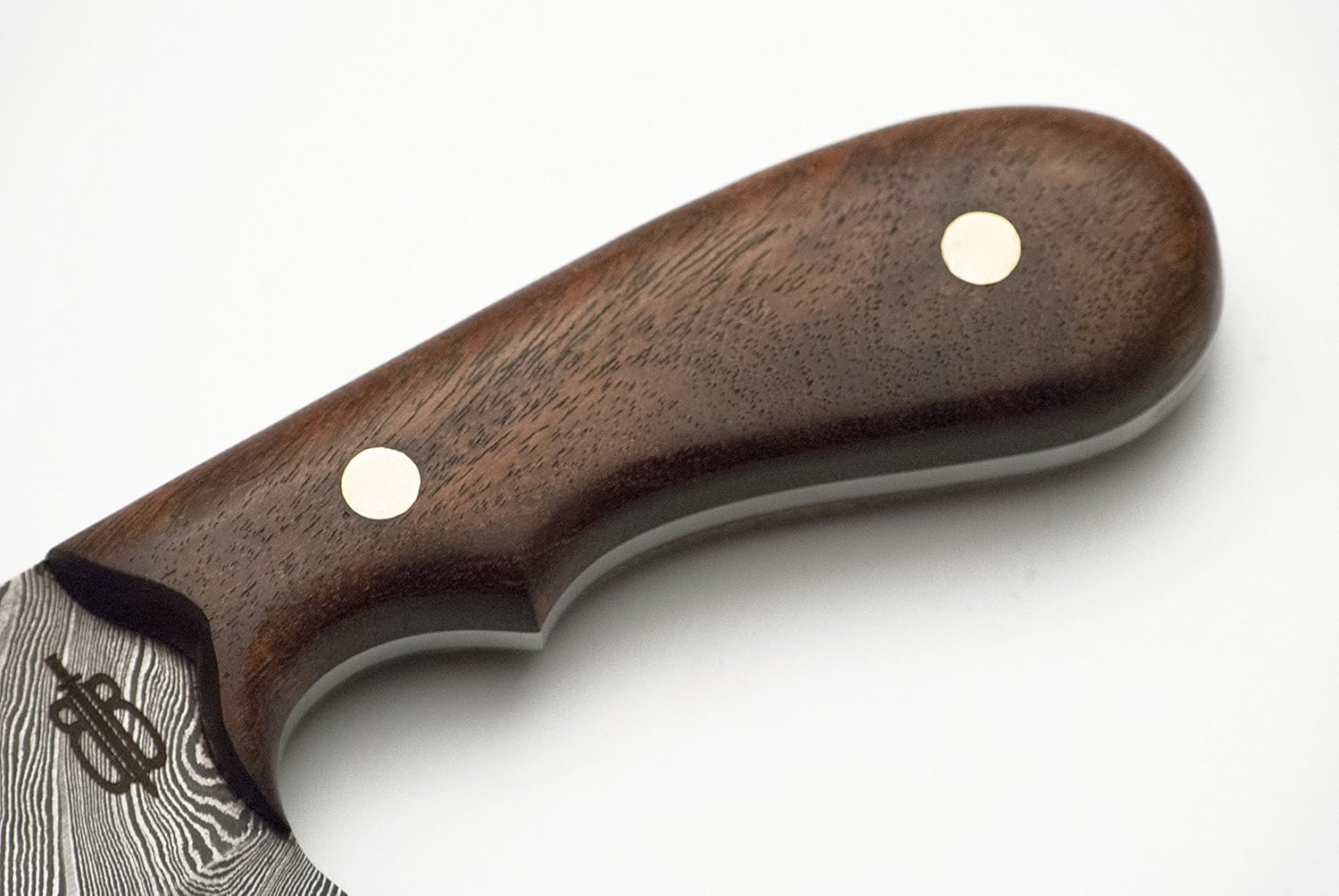 BucknBear Custom Handmade Damascus Fixed Blade Skinner Knife (Walnut Wood)