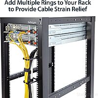 StarTech.com Vertical Server Rack Cable Management D-Ring Hook - Steel, Black