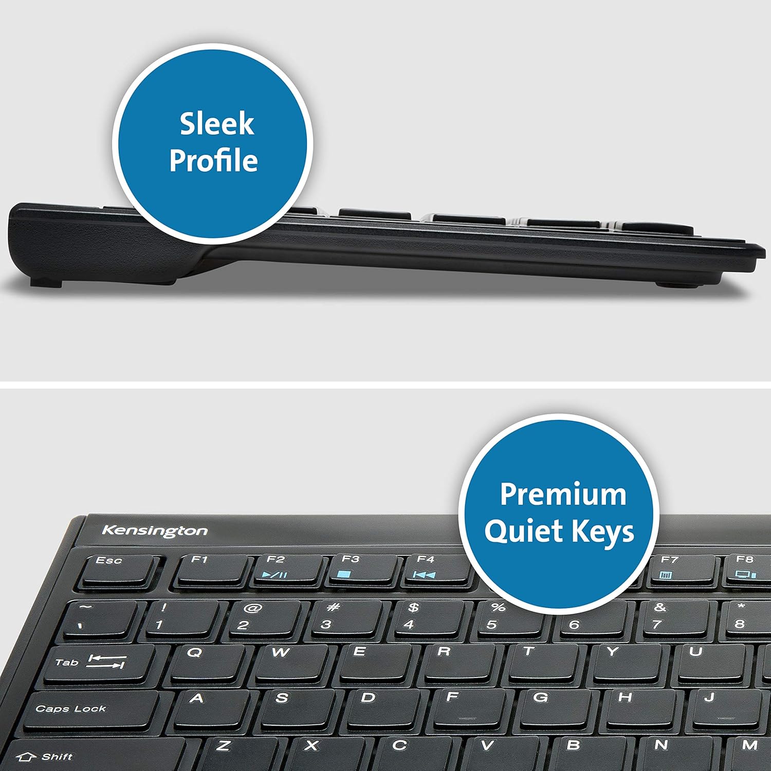 Kensington Slim Type Wireless Quiet Keyboard (K72344US), Black