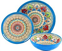 Elama Camilla 12 Piece Melamine Dinnerware Set, Multi Colored