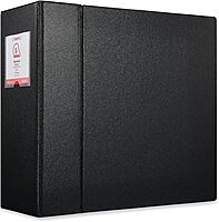 Universal D-Ring Binder, 5" Capacity, 8-1/2 x 11, Black, Reference Binder with Label Holder