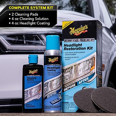 Meguiar's Two Step Headlight Restoration Kit, Headlight Cleaner Restores Clear Car Plastic and Protects from Re-Oxidation