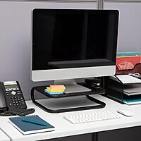 Mind Reader Monitor Stand, Set of 2, Ventilated Laptop Riser, Desktop Organizer, Metal, 14.25"L x 11"W x 4.25"H