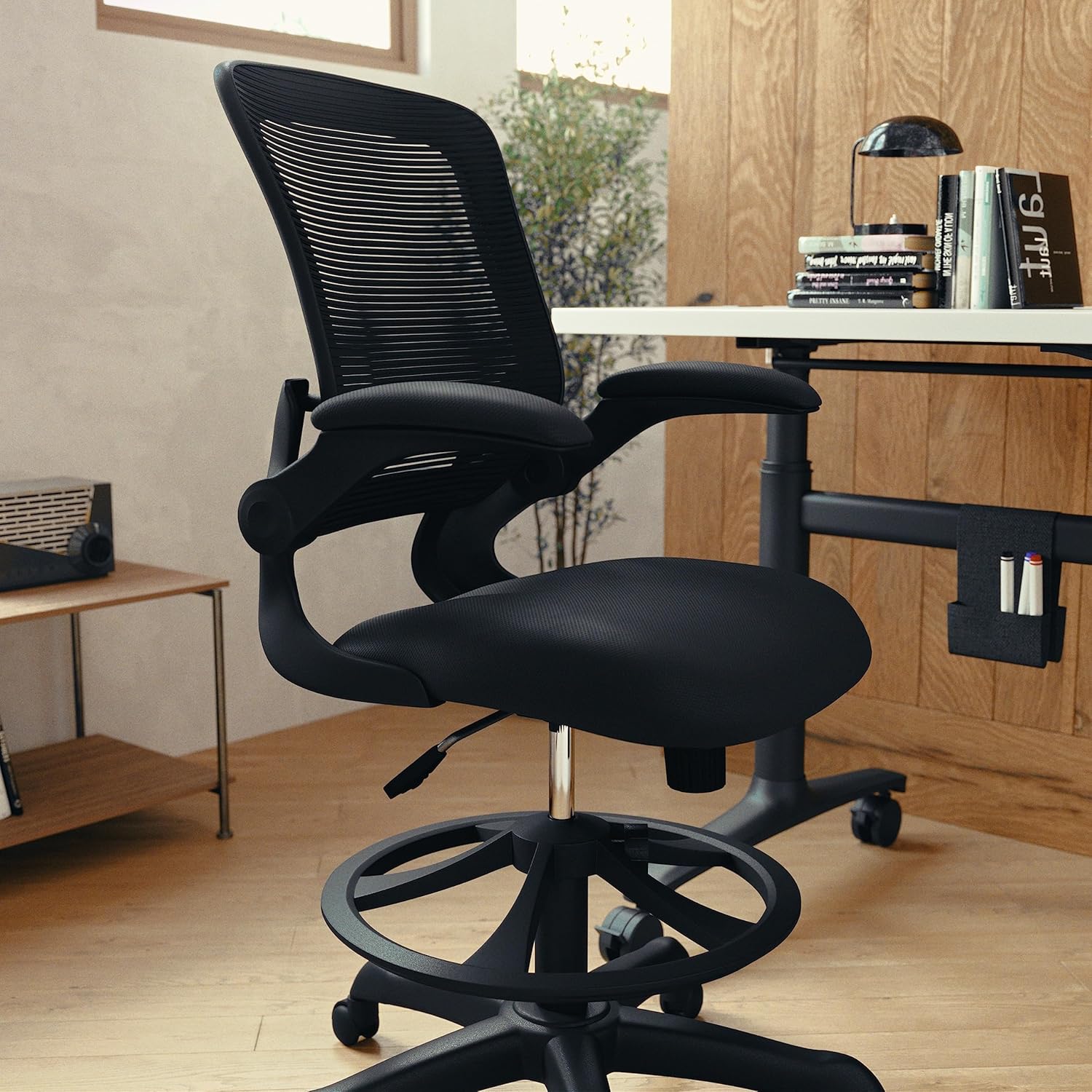 Flash Furniture Kale Mid-Back Swivel Office Chair with Adjustable Foot Ring, Lumbar Support, and Seat Height