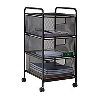 MIND READER Metal Mesh Rolling Storage Cart with Removable Drawers