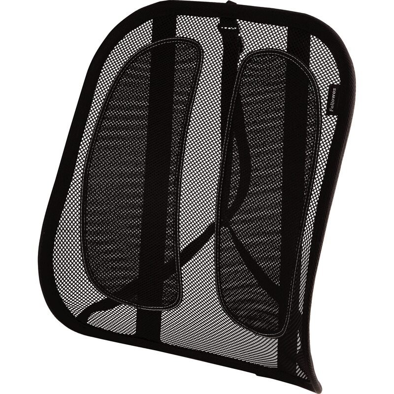 Fellowes Office Suites Mesh Back Support - Fellowes Office Suites Mesh Back Support - Strap Mount - Black - Mesh Fabric - 1 Each