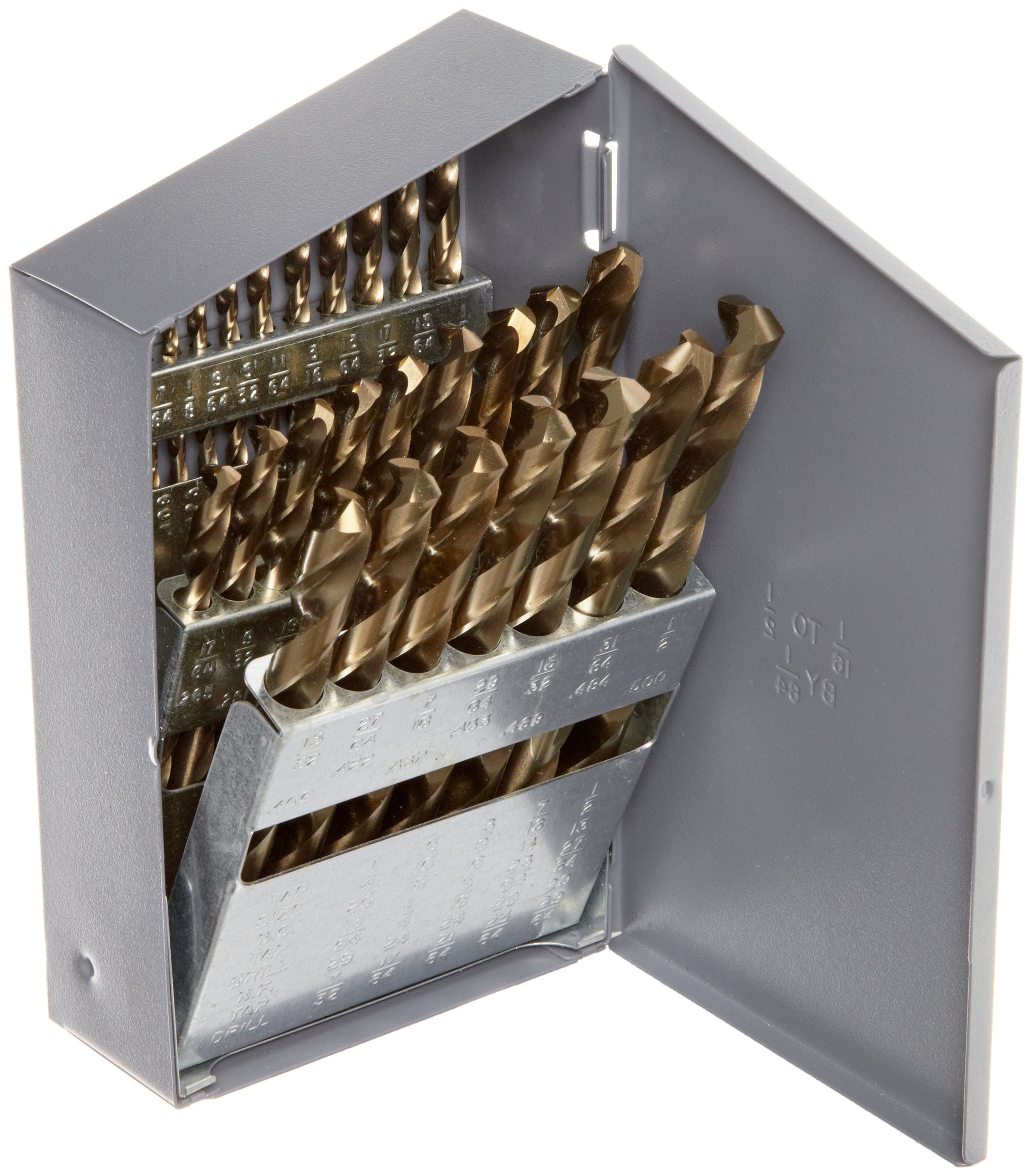 Chicago Latrobe 57850 550 Series Cobalt Steel Jobber Length Drill Bit Set with Metal Case, Gold Oxide Finish