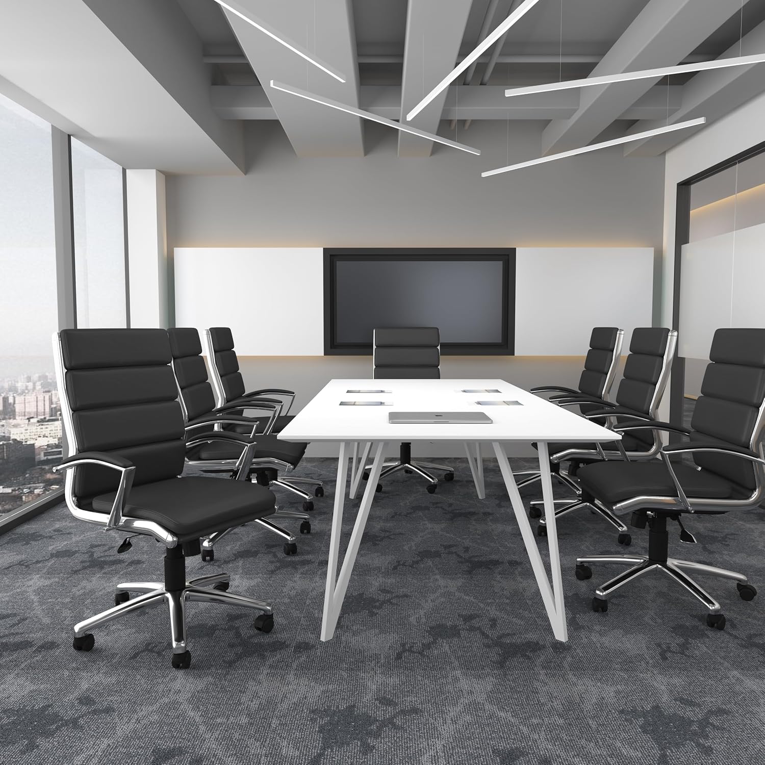 Boss Office Products CaressoftPlus Executive Chair, Traditional, Metal Chrome Finish 30D x 27W x 42H in