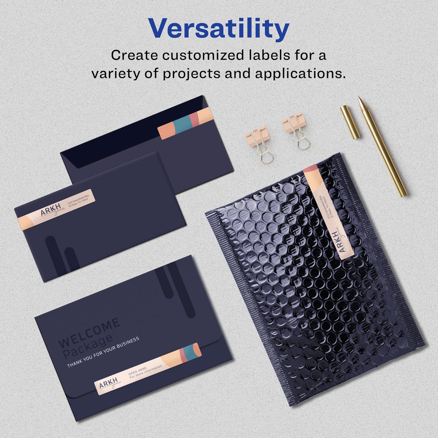 Avery Glossy White Rectangle Labels, Sure Feed Technology, 9.75" x 1.25"