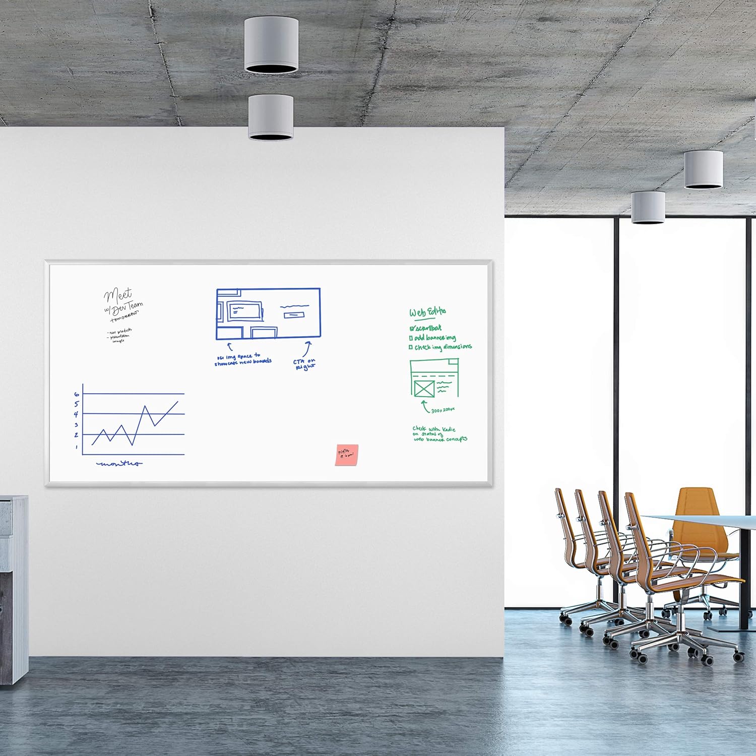 U BRANDS Melamine Non-Magnetic Dry-Erase Board, Silver Aluminum Frame
