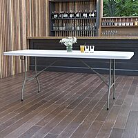 FLASH FURNITURE Bi-Fold Plastic Folding Table