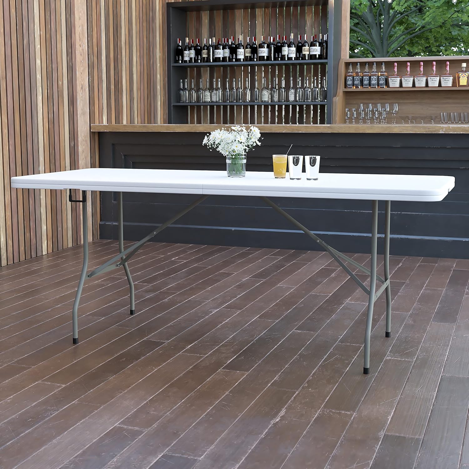 FLASH FURNITURE Bi-Fold Plastic Folding Table