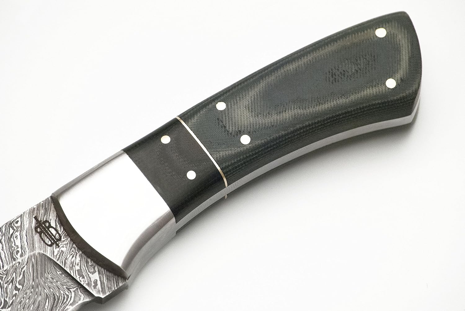 BucknBear Custom Handmade Damascus Utility Hunting Fixe Blade Knife (Green Micarta Handle)