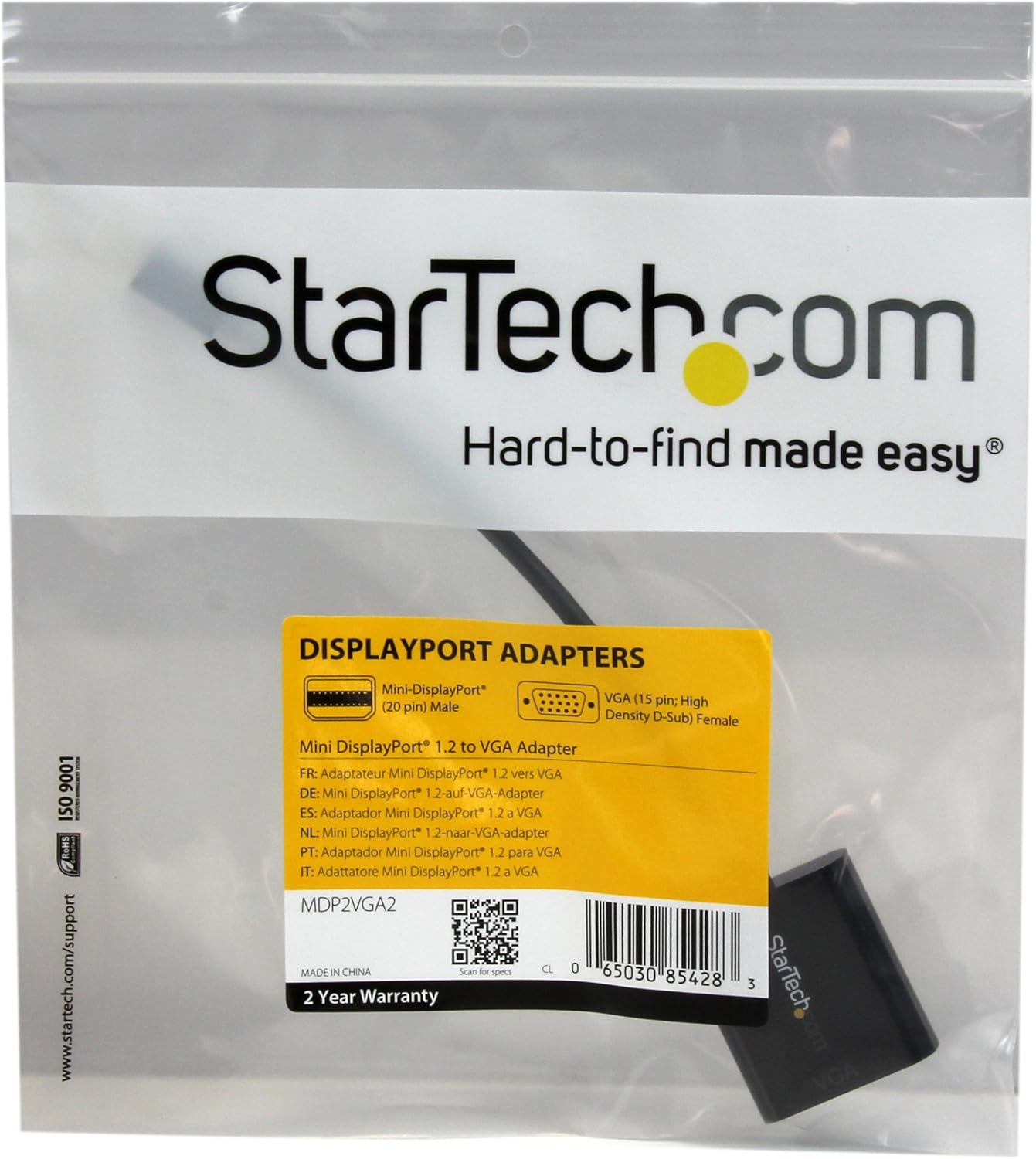 StarTech.com Mini DisplayPort to VGA Adapter - Active Mini DP to VGA Converter - 1080p Video - MAC/PC