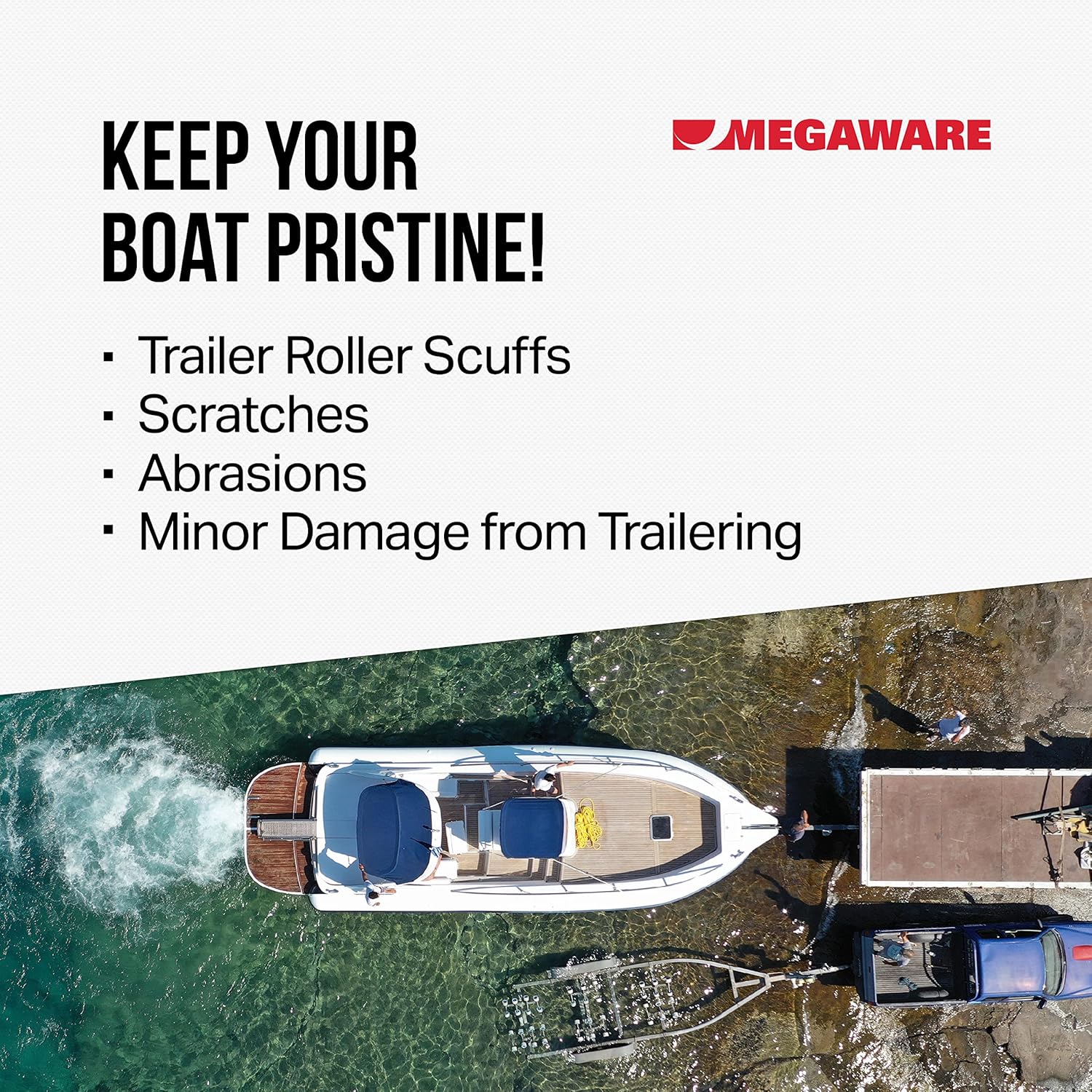 Megaware - ScuffBuster Bow Guard for Boats - Protects from Scuffs and Scratches - Stainless Steel Shield with 3M Adhesive
