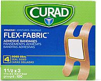 CURAD Flex-Fabric Adhesive Knuckle Bandages, 1.5 x 3 in, 100 Count