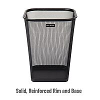 Mind Reader Mesh Trash Can, Waste Paper Basket, Square Metal Mesh 9.75" x 9.75" x 12.25" Black