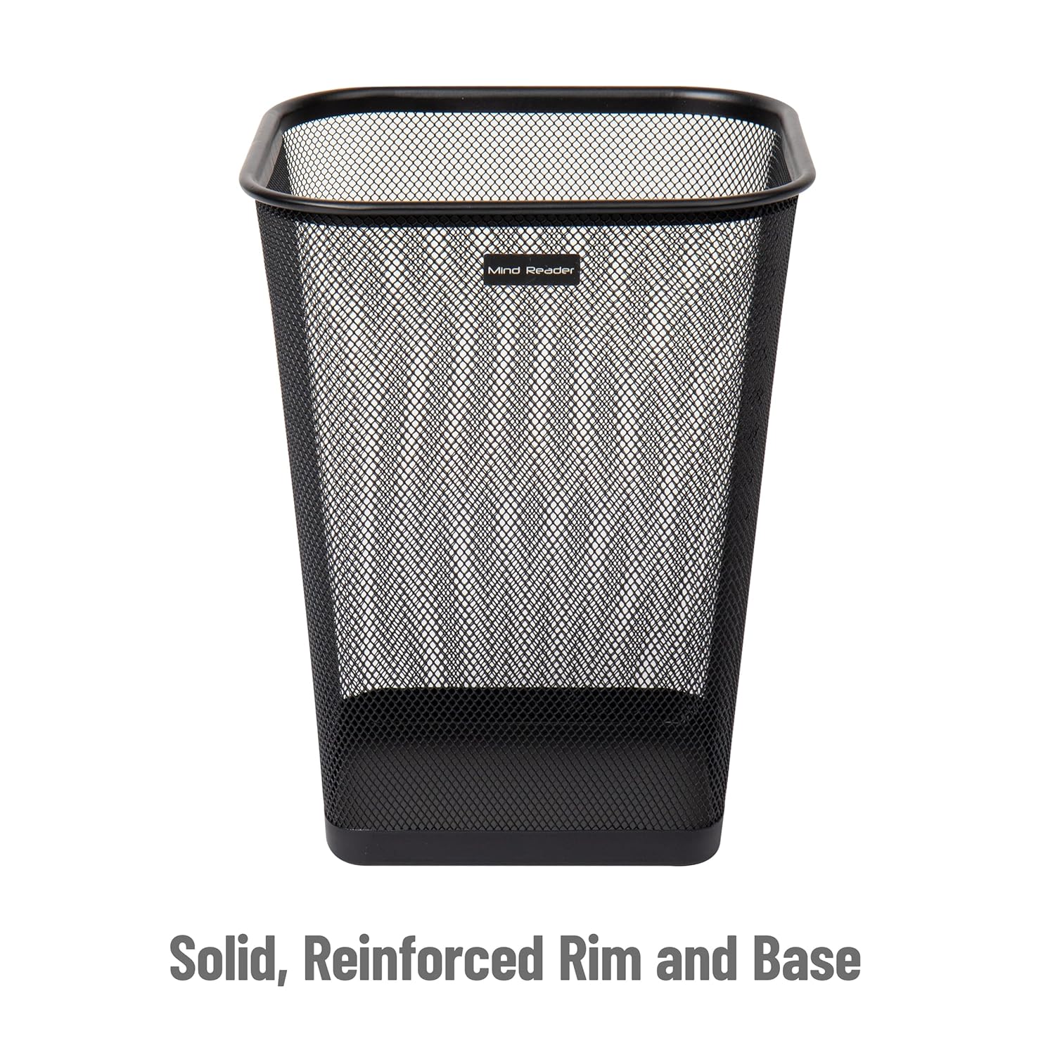 Mind Reader Mesh Trash Can, Waste Paper Basket, Square Metal Mesh 9.75" x 9.75" x 12.25" Black