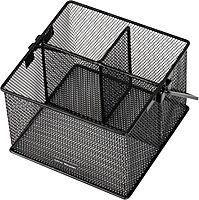 Mind Reader Utensil Holder, Silverware and Napkin Caddy, Outdoor Utensil Organizer, Metal Mesh, 7"L x 7"W x 5"H, Set of 2