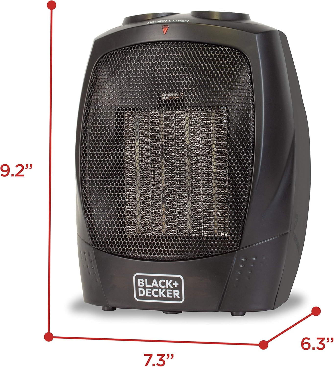 Black+Decker BHDC201 1,500-Watt Personal Ceramic Heater, 9-1/4inH x 7-5/16inW x 6-5/16inD, Black
