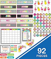 Schoolgirl Style Simply Stylish Tropical 92-Piece Calendar Bulletin Board Set for Classroom