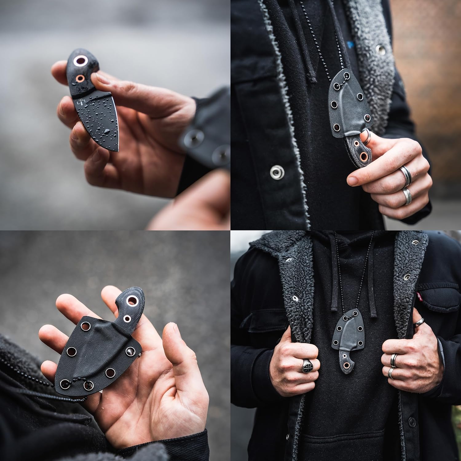 BÖKER PLUS Gnome all Black Copper - small fixed EDC knife with micarta handle - fixed blade knife with D2 blade