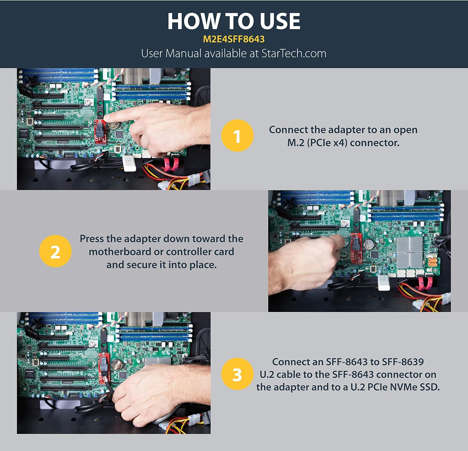 StarTech.com PCIe NVMe Host Adapters - M.2, U.2, U.3, SFF