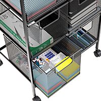 MIND READER Metal Mesh Rolling Storage Cart with Removable Drawers