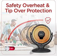 BLACK+DECKER Portable Heater for Rooms up to 161 Sq. Ft., Oscillating Space Heater & Heater for Bedroom with Overheat Protection, Small Heater with Timer & Manual Controls