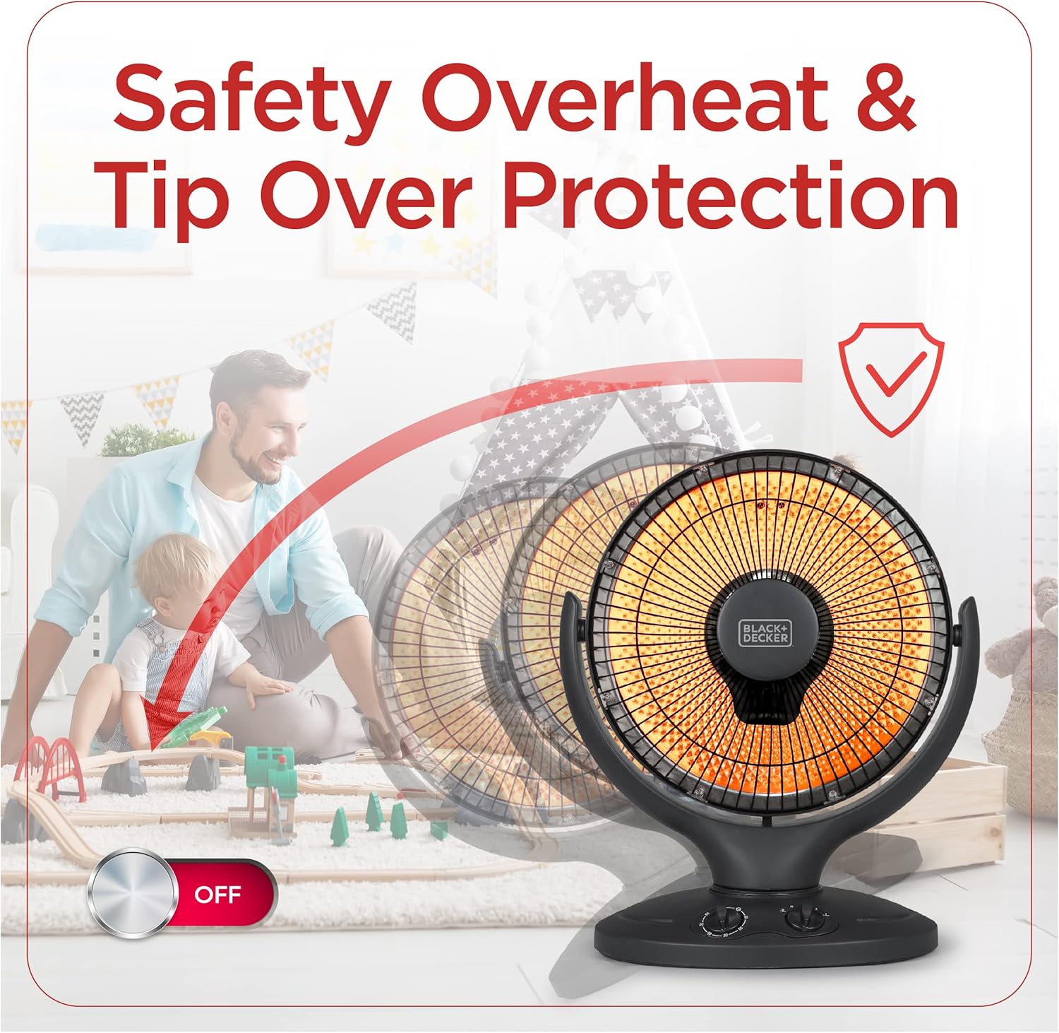 BLACK+DECKER Portable Heater for Rooms up to 161 Sq. Ft., Oscillating Space Heater & Heater for Bedroom with Overheat