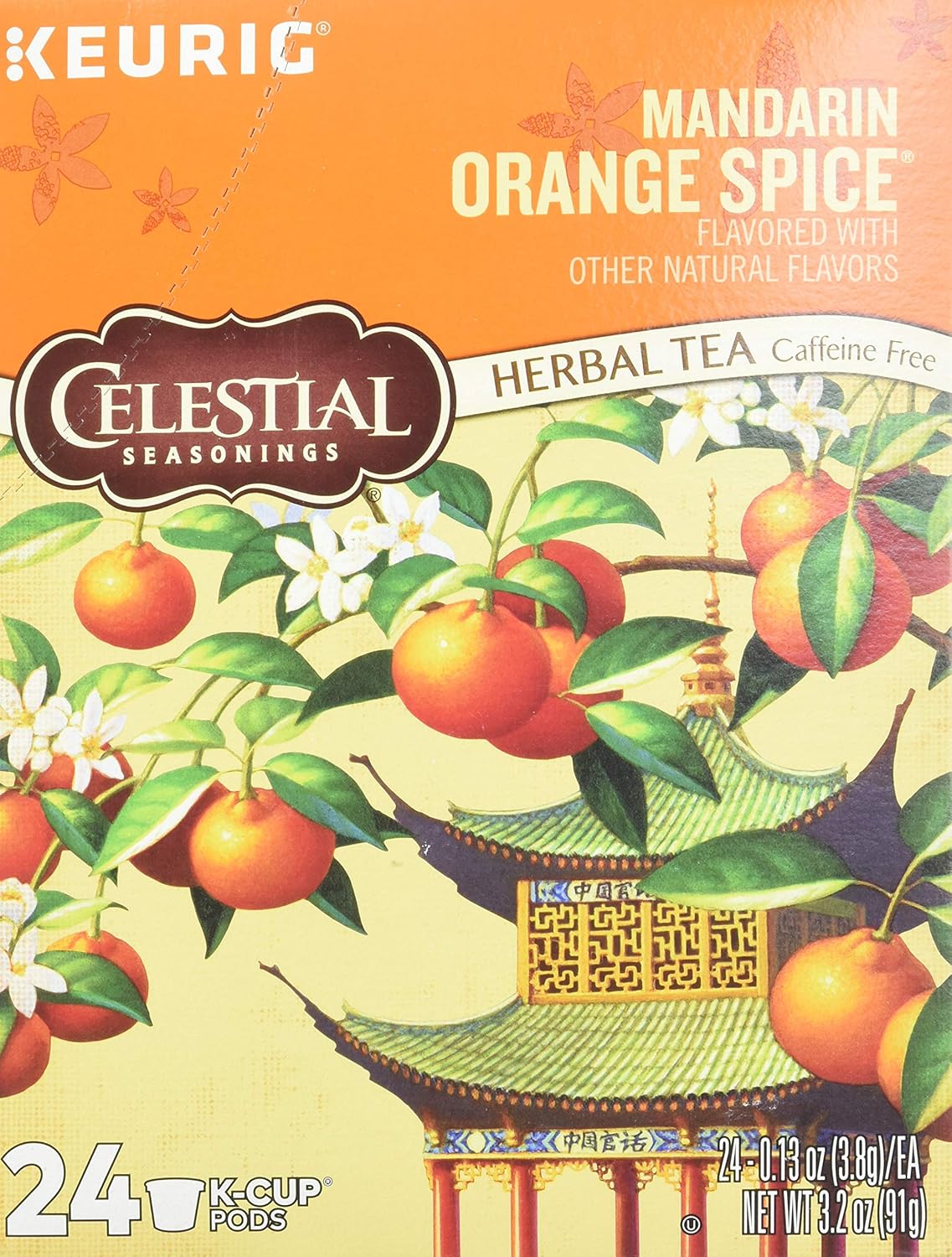 Celestial Seasonings Mandarin Orange Spice Herbal Tea, K-Cup Portion Pack for Keurig K-Cup Brewers