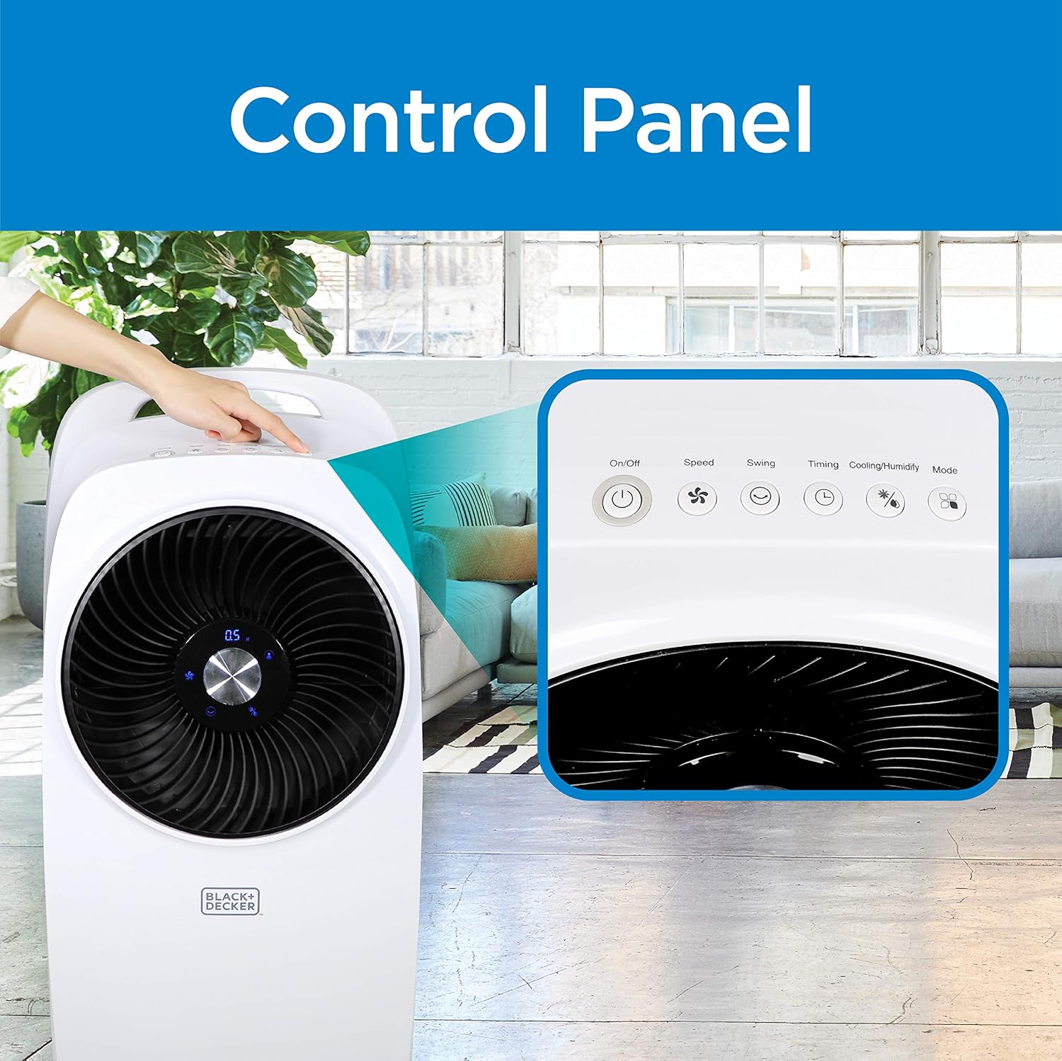 BLACK+DECKER Evaporative Air Cooler - Portable Air Conditioner Cooling Fan with LED Display, Remote Control