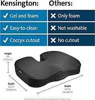 Kensington Cooling Gel; Cushion Seat Rest (K55807WW),Black