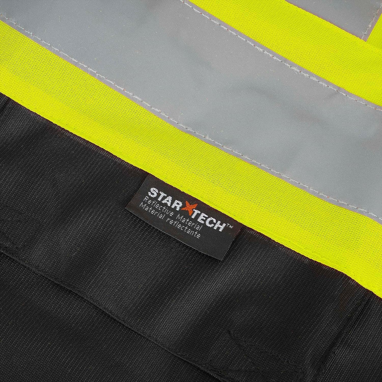 Pioneer Hi-Vis Reflective Safety Vest, Solid Neon, 8 Pockets, Zipper, Adjustable