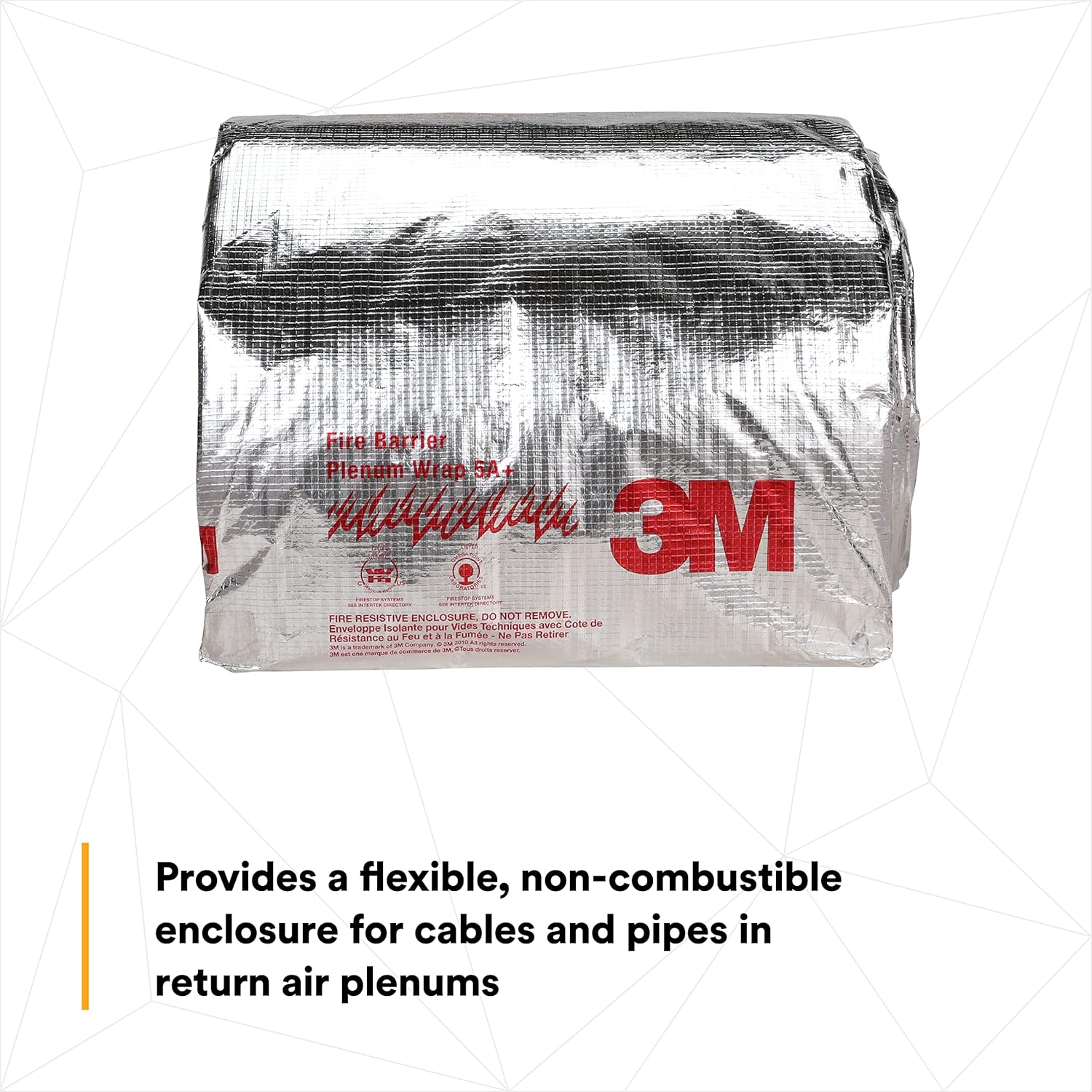 3M Fire Barrier Plenum Wrap 5A+, Inorganic Fiber Blanket With Encapsulated Scrim-Reinforced Foil, 1/2 in x 24 in x 50 ft