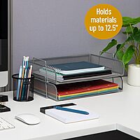 Mind Reader Stackable Paper Tray, Desktop Organizer, File Storage, Office, Metal Mesh - 9.8" x 6.3"