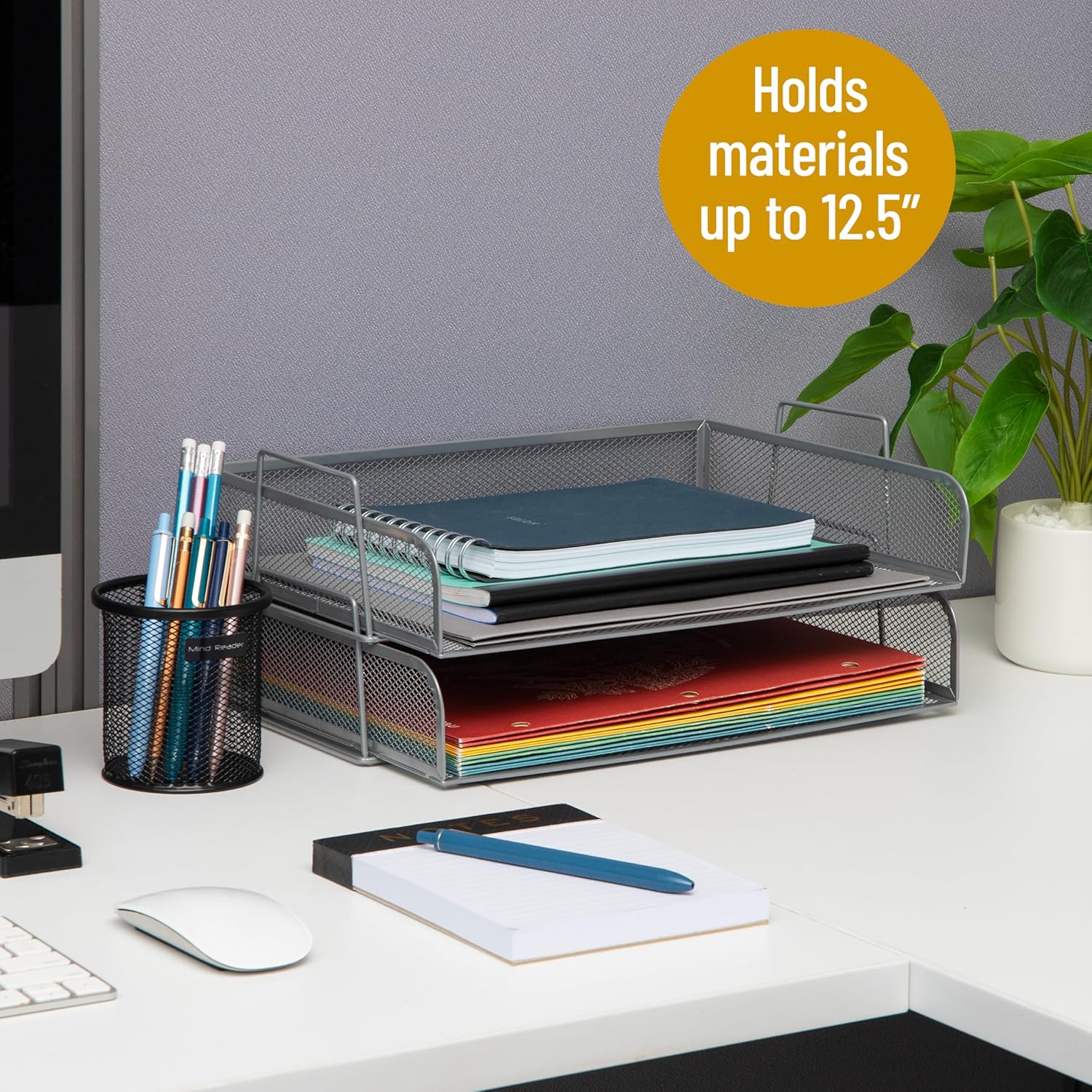 Mind Reader Stackable Paper Tray, Desktop Organizer, File Storage, Office, Metal Mesh - 9.8" x 6.3"